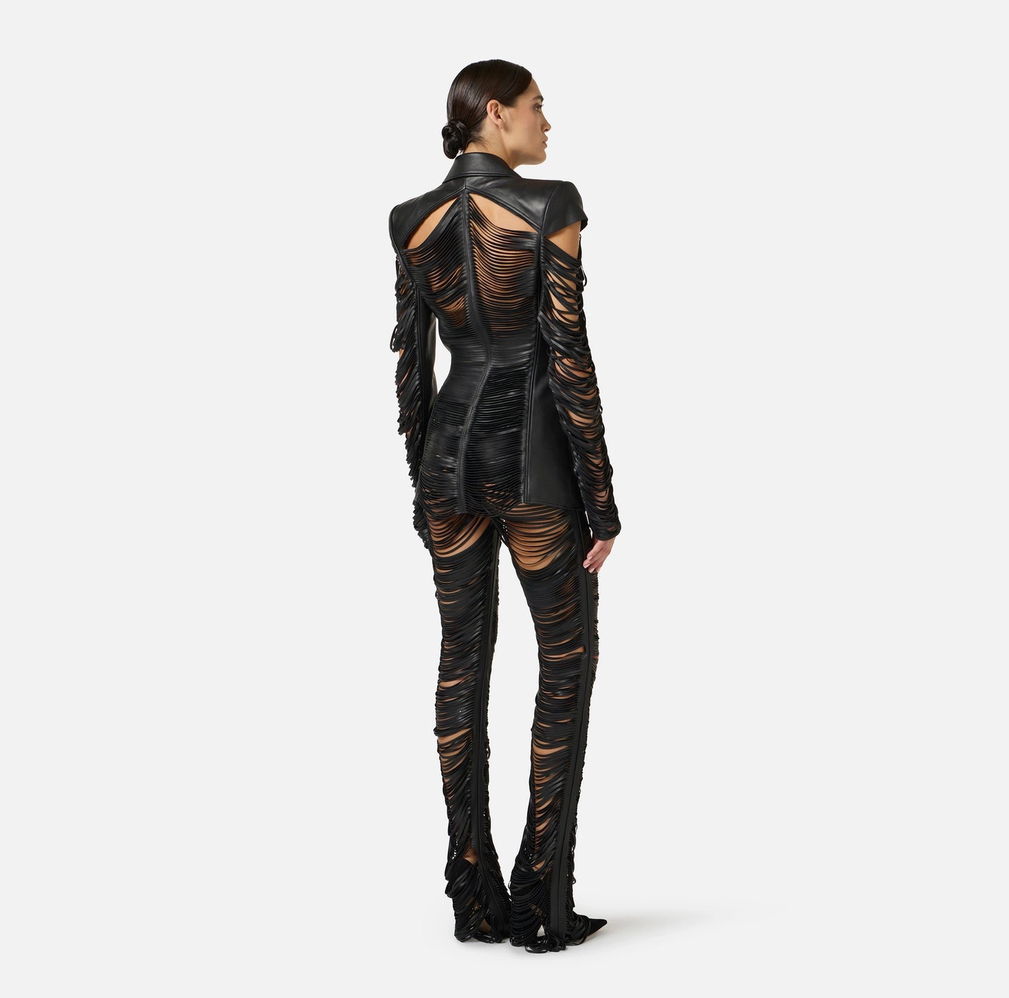 Nappa leather jacket with fringes