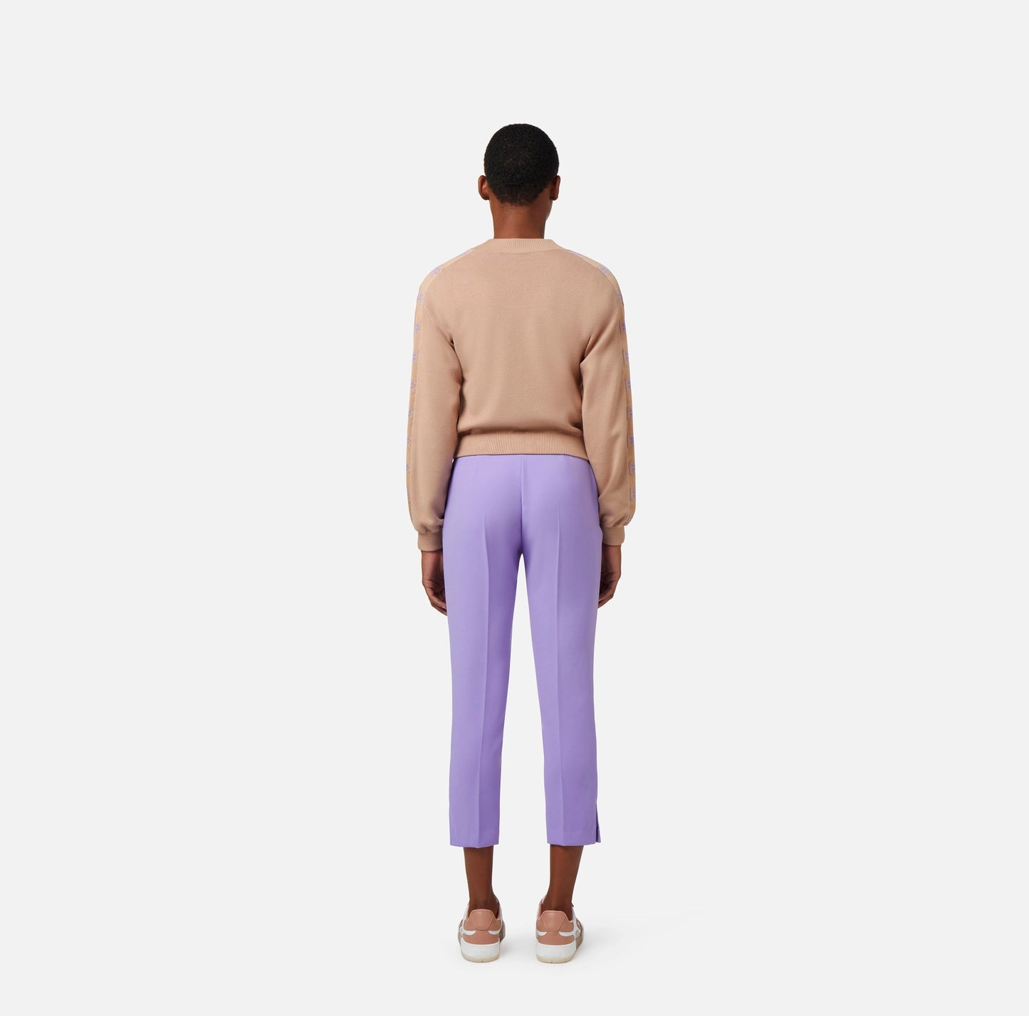 Straight trousers in crêpe fabric with horsebit