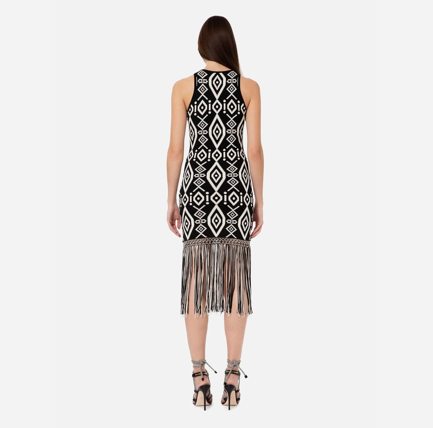 Rhombus print midi dress