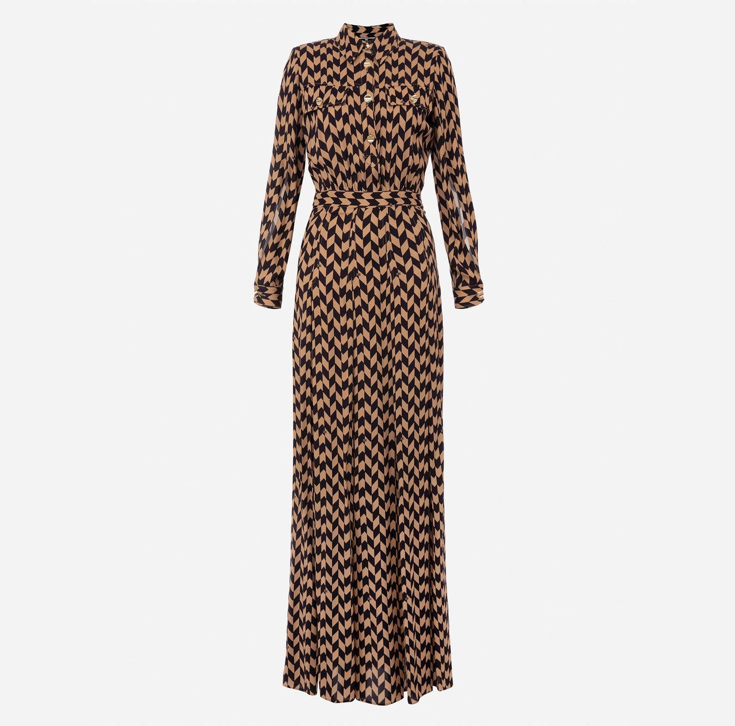 Herringbone print shirt-dress