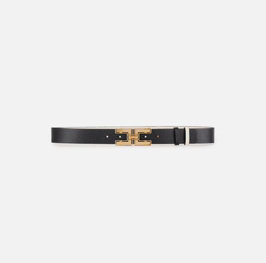 Double face leather belt with logo