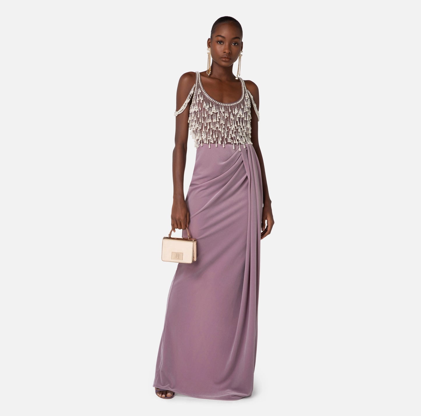 Red Carpet dress in embroidered velvet