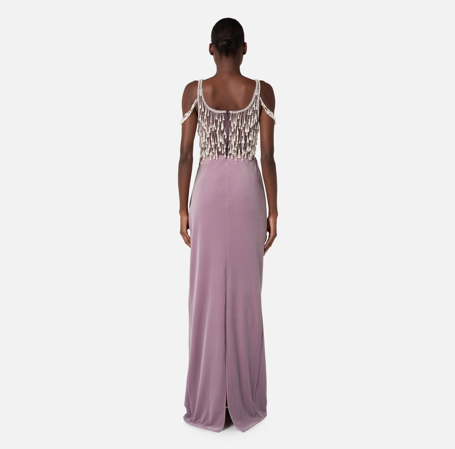 Red Carpet dress in embroidered velvet