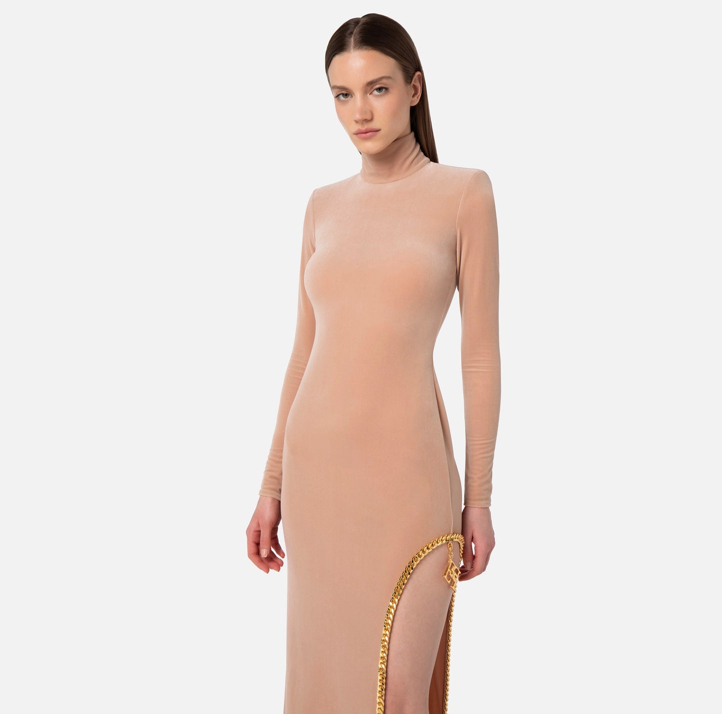 Red Carpet dress in velvet with chain