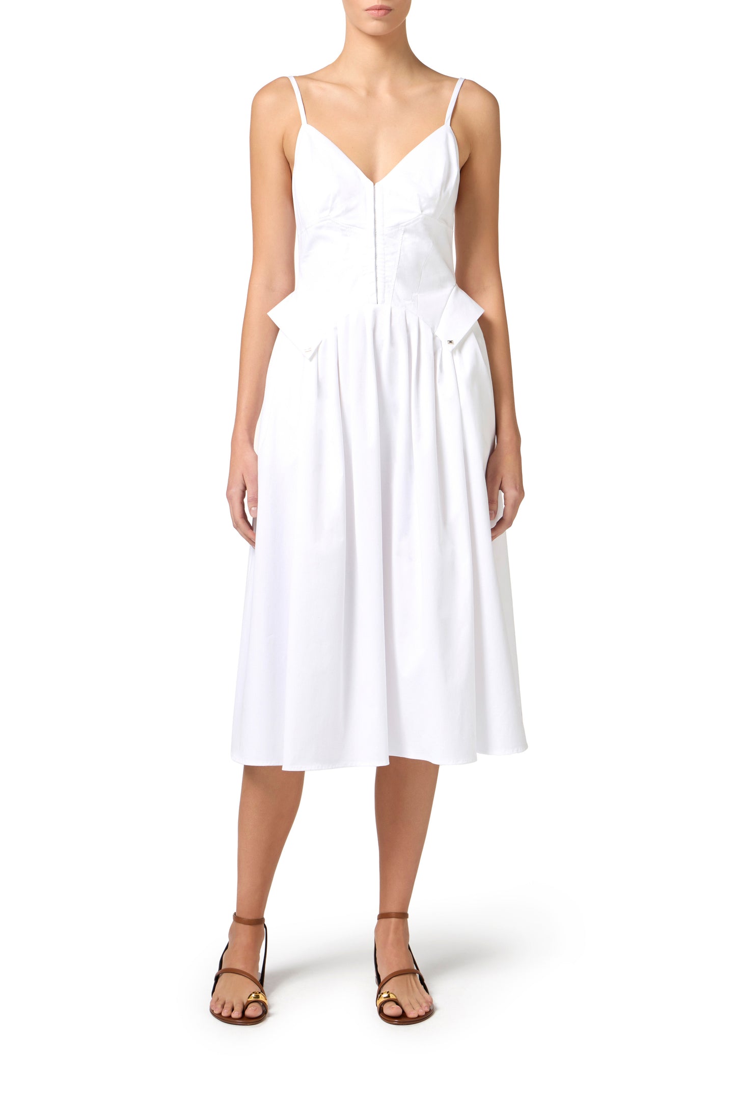 Cotton poplin dress with peplum