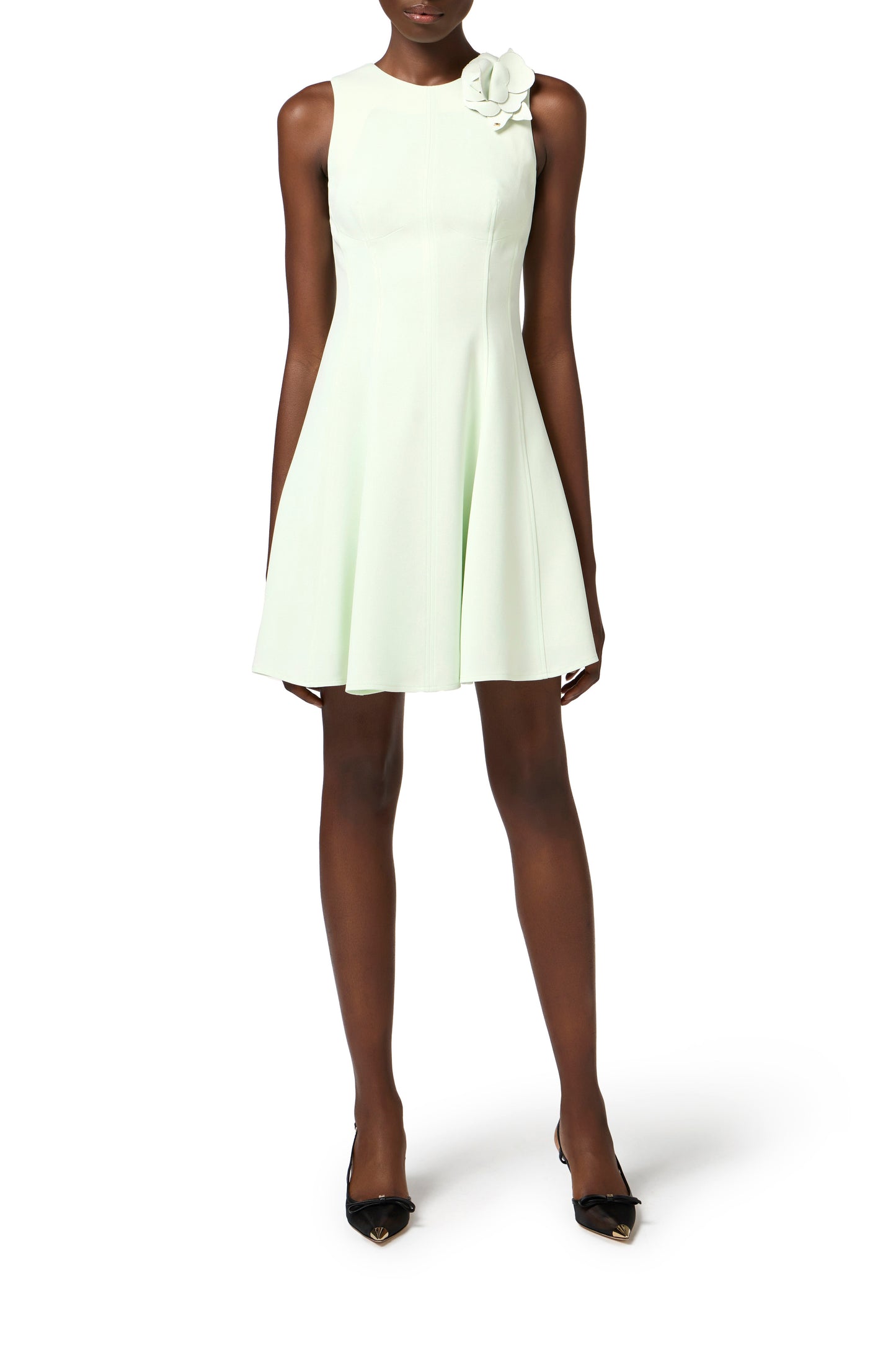 Dress in crêpe fabric with jewel belt