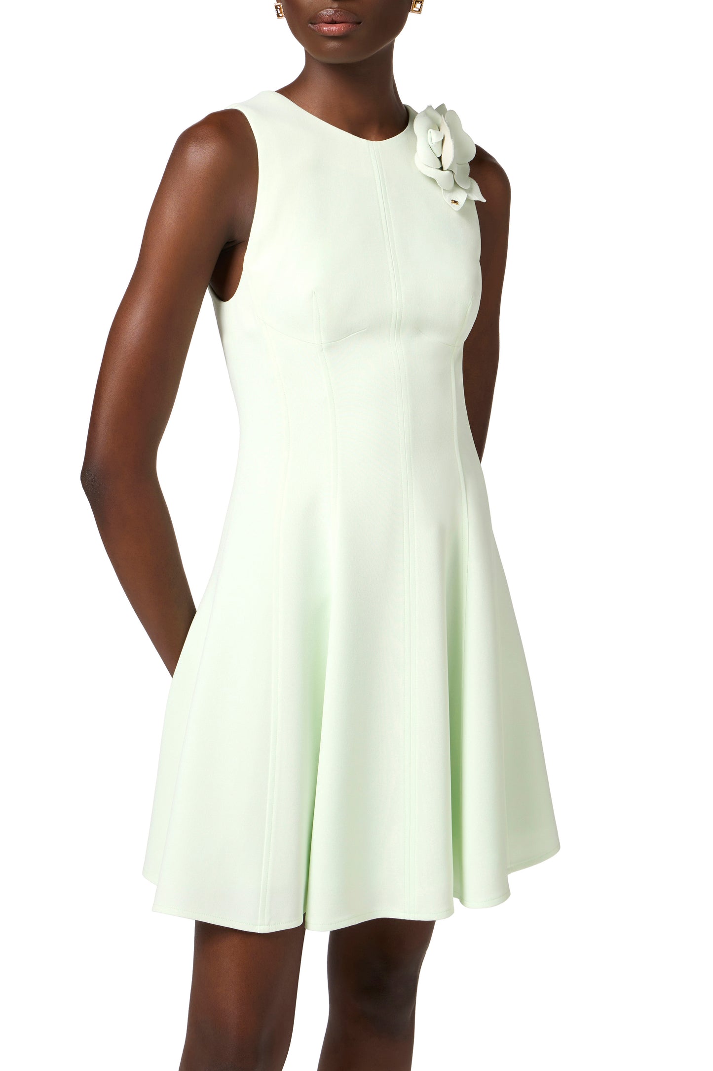 Dress in crêpe fabric with jewel belt