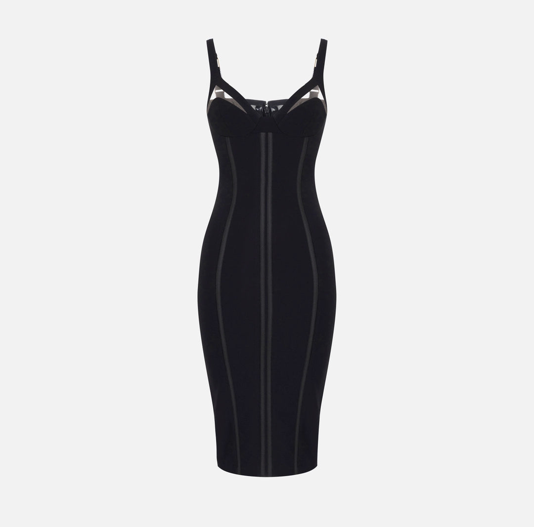 Dress in lightweight crêpe fabric with tulle
