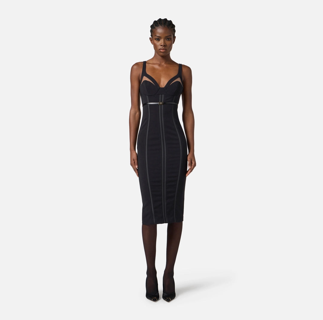 Dress in lightweight crêpe fabric with tulle