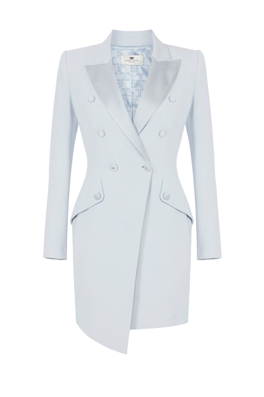 Coat dress in lightweight crêpe fabric with tuxedo details