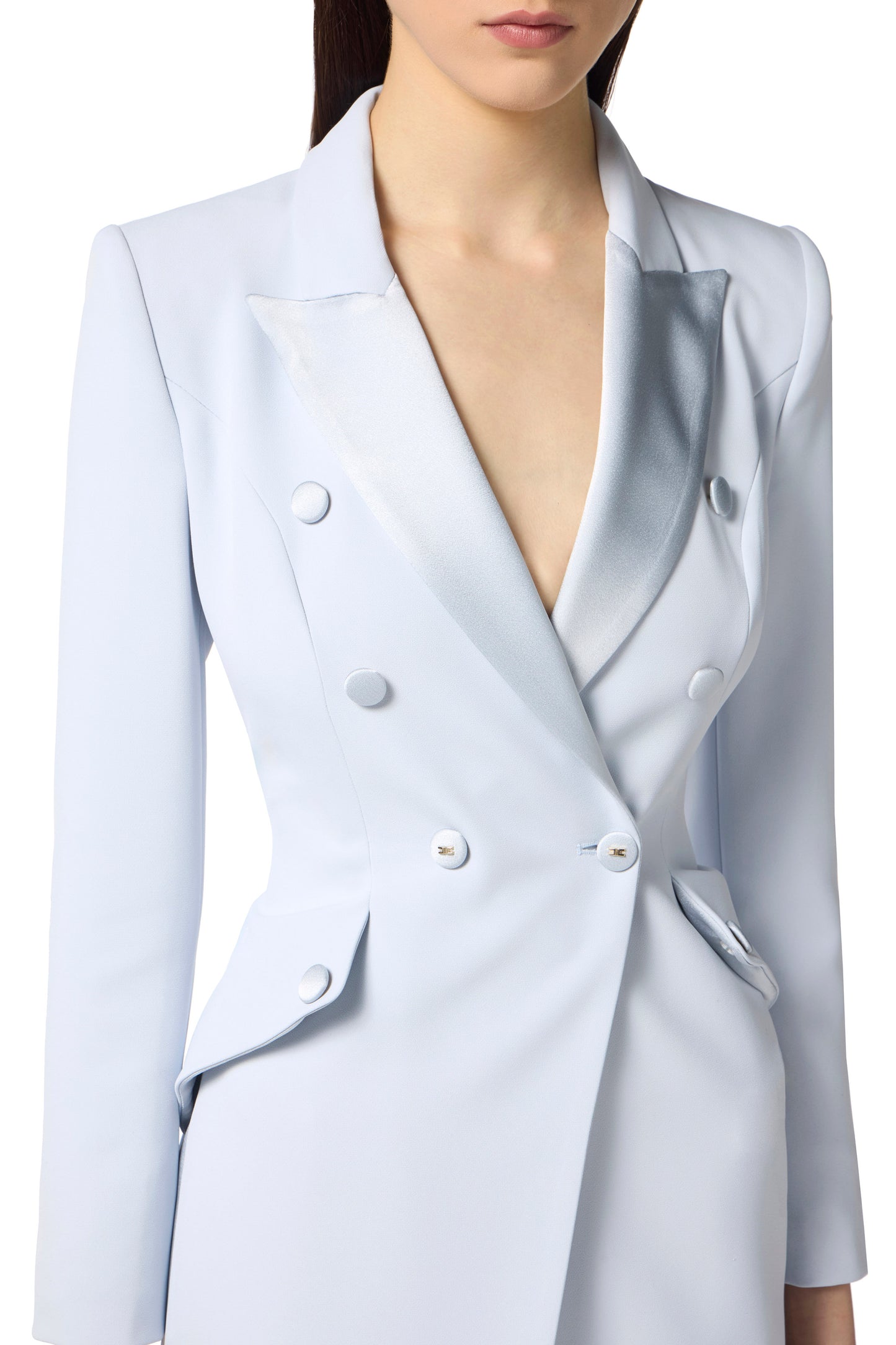 Coat dress in lightweight crêpe fabric with tuxedo details