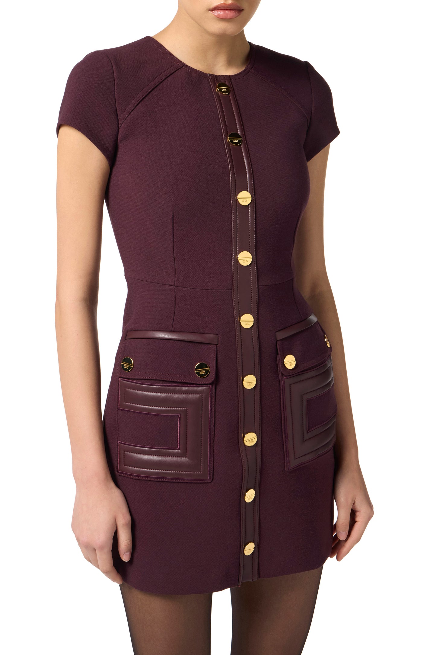 Dress in double-layer crêpe fabric with logo details