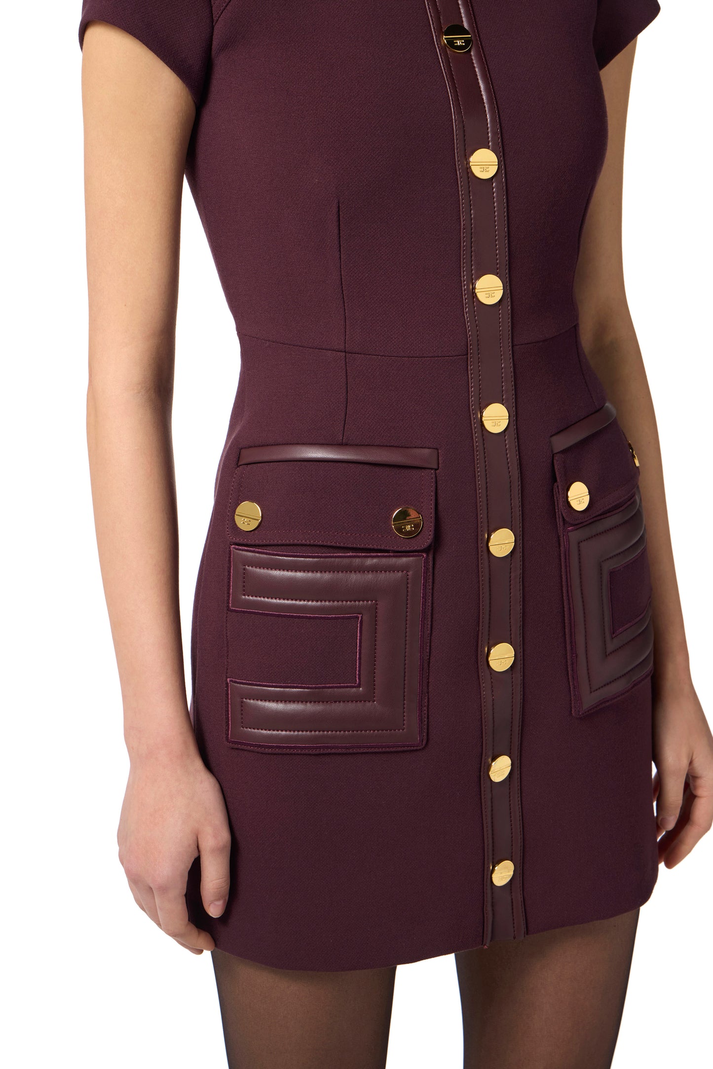 Dress in double-layer crêpe fabric with logo details