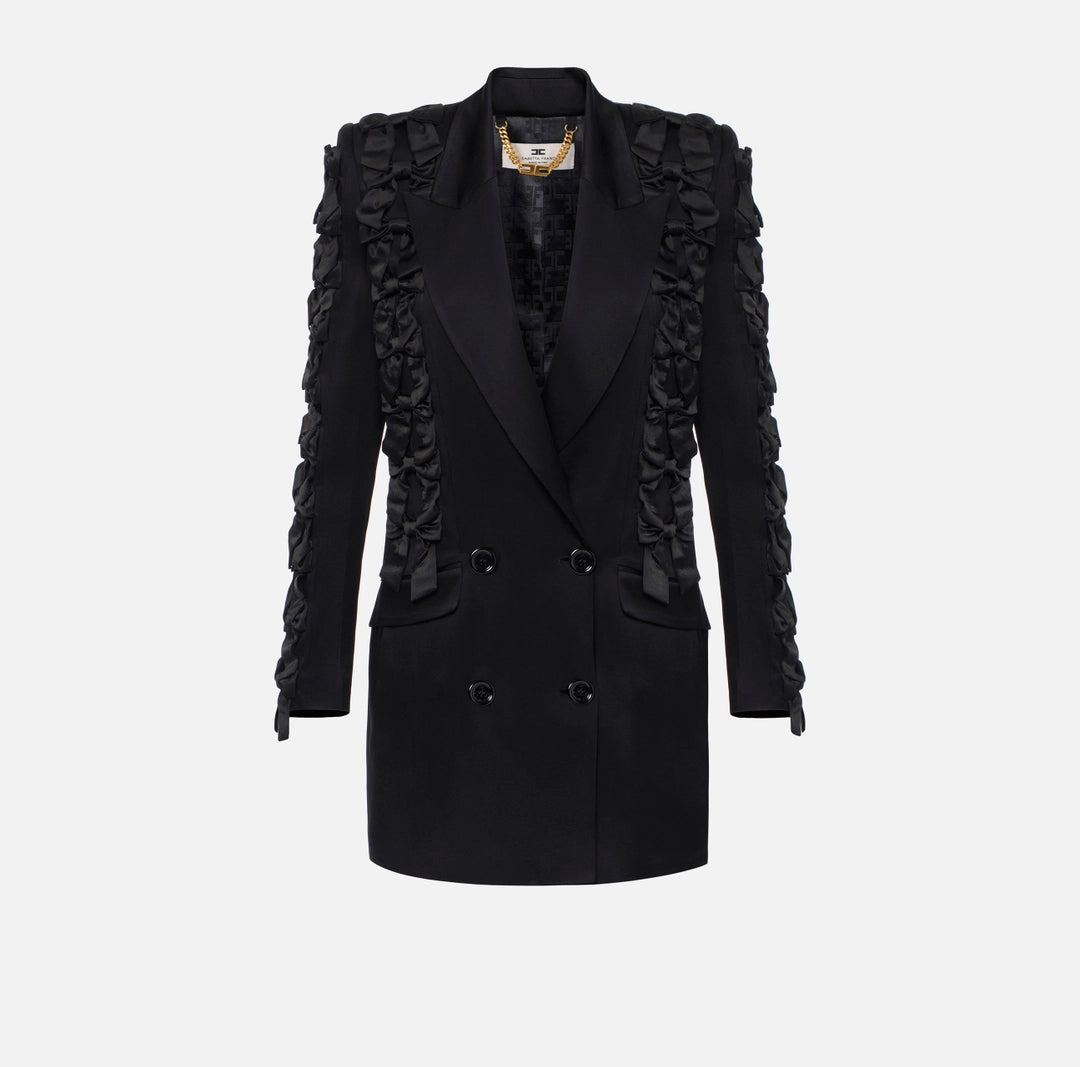 Crêpe-back satin dress with bows