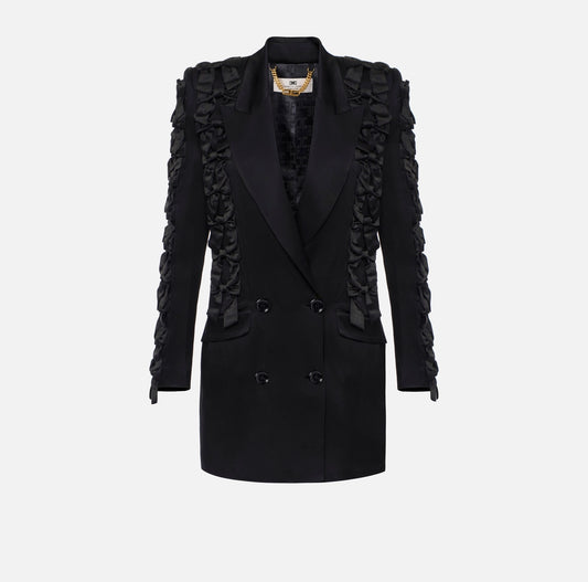 Crêpe-back satin dress with bows