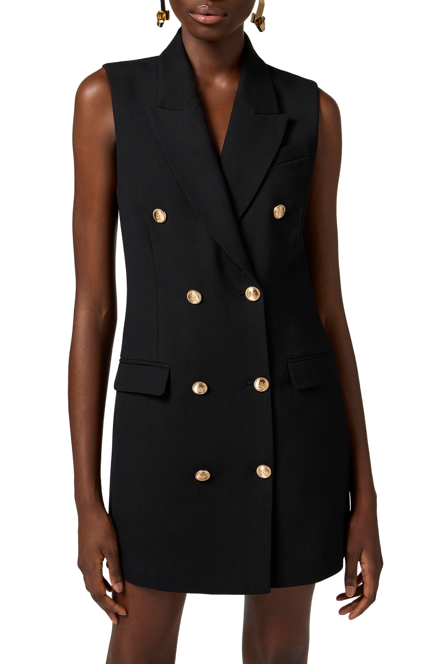 Linen-blend gabardine dress