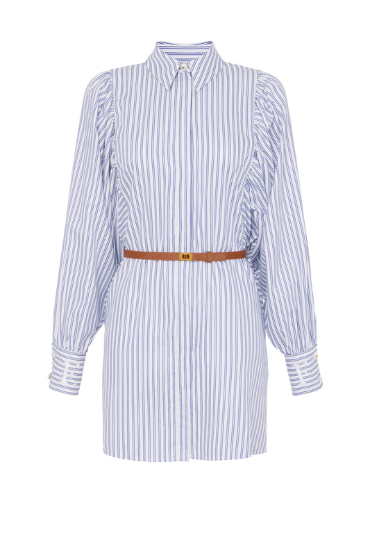 Cotton poplin dress with belt