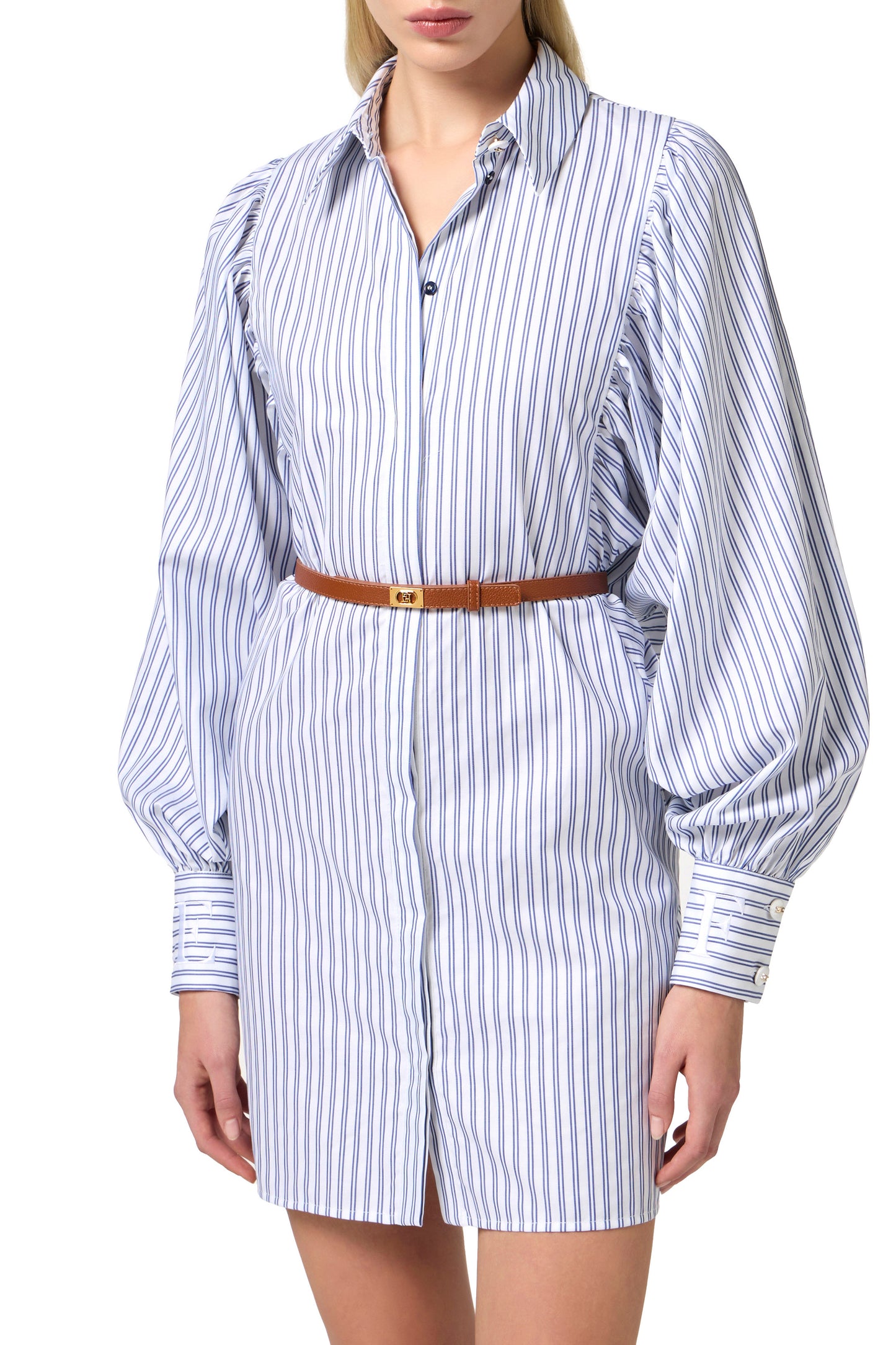 Cotton poplin dress with belt