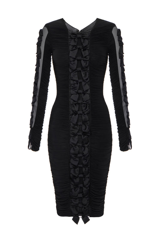 Stretch organza dress with bows