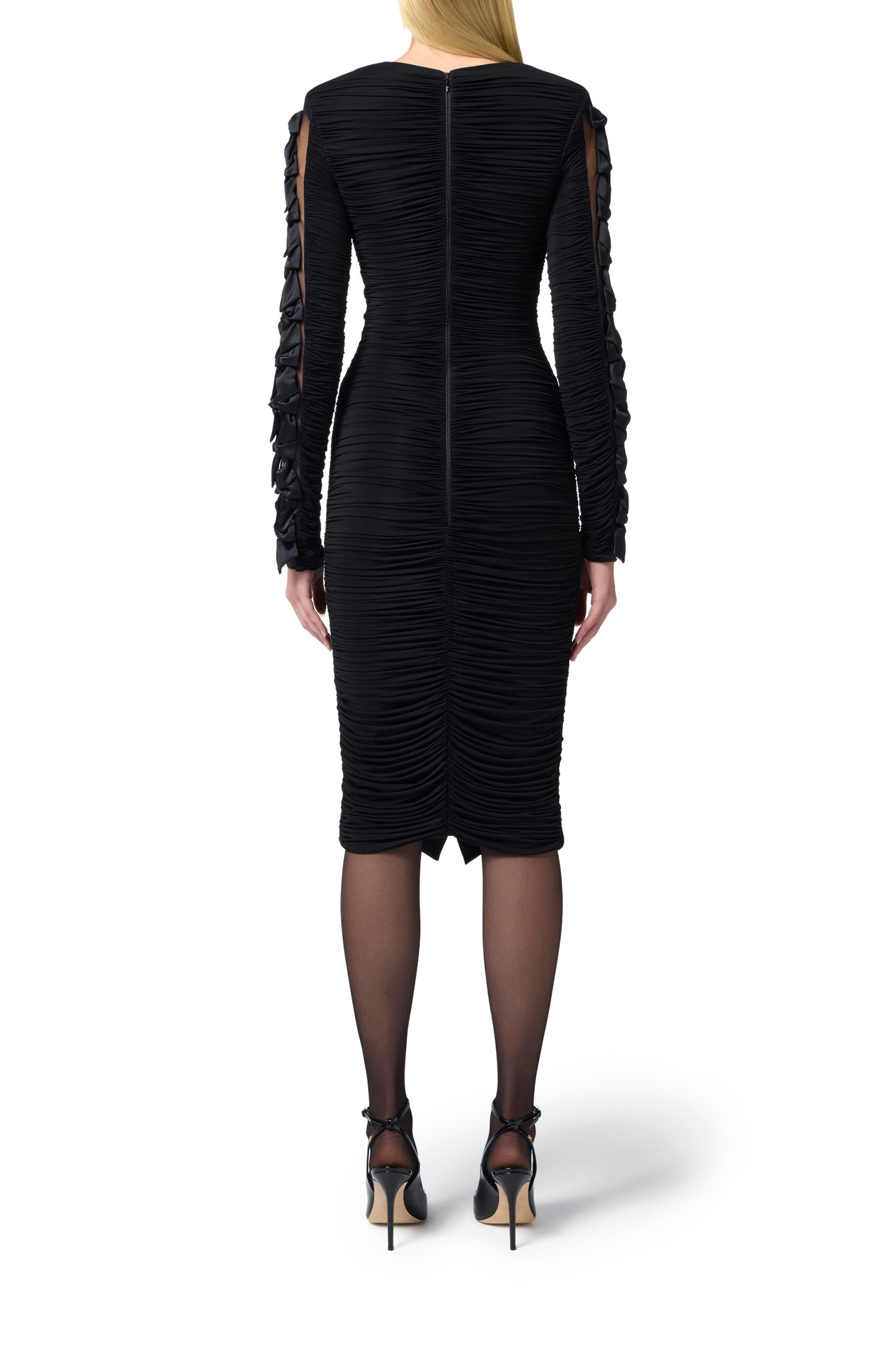 Stretch organza dress with bows