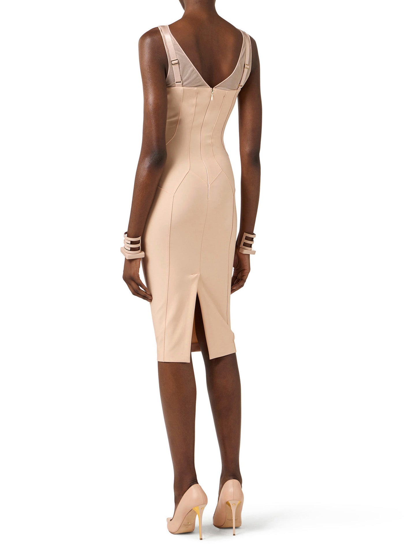 Lightweight jersey and tulle dress with elastic straps