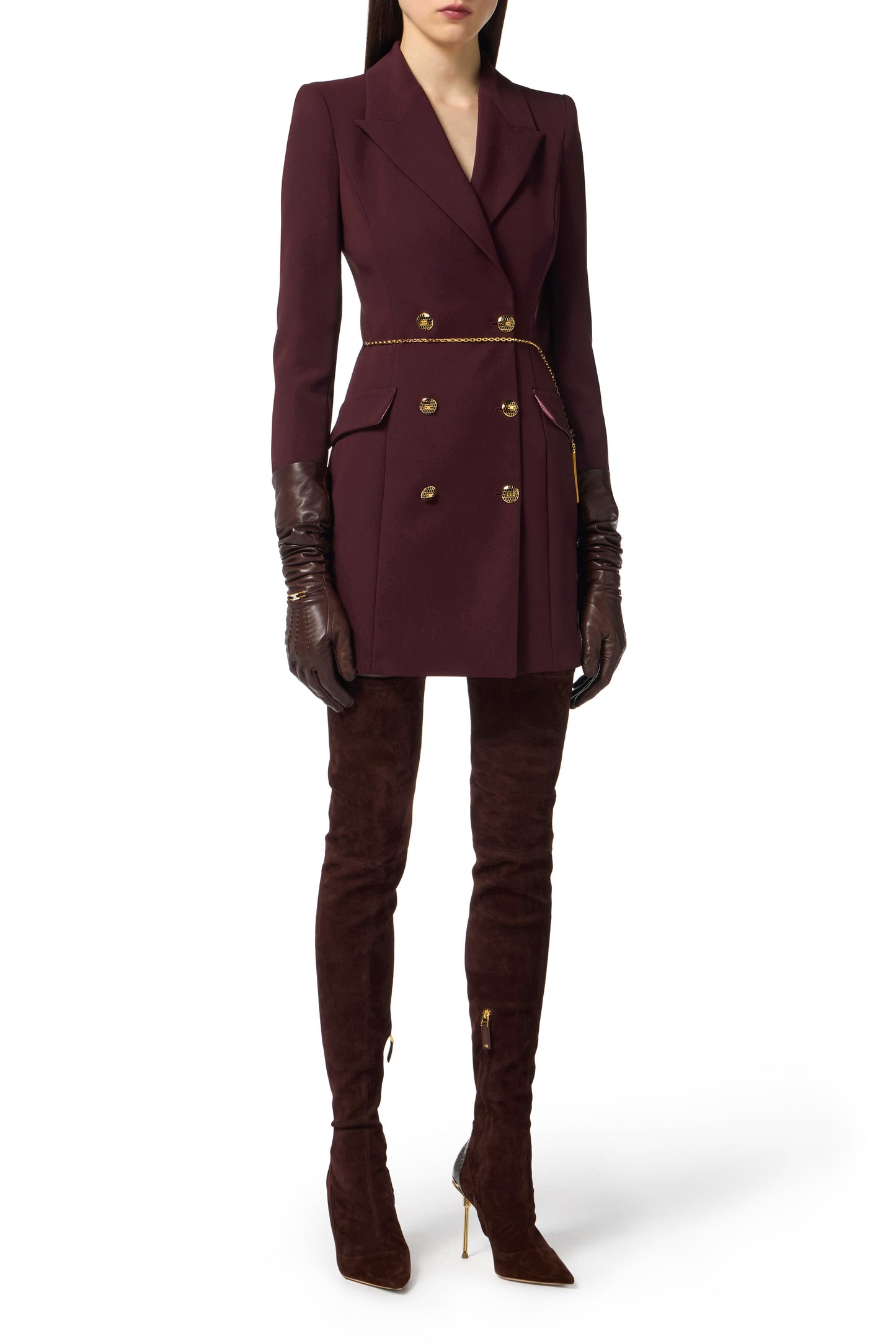 Dress in lightweight crêpe fabric with jewel chain