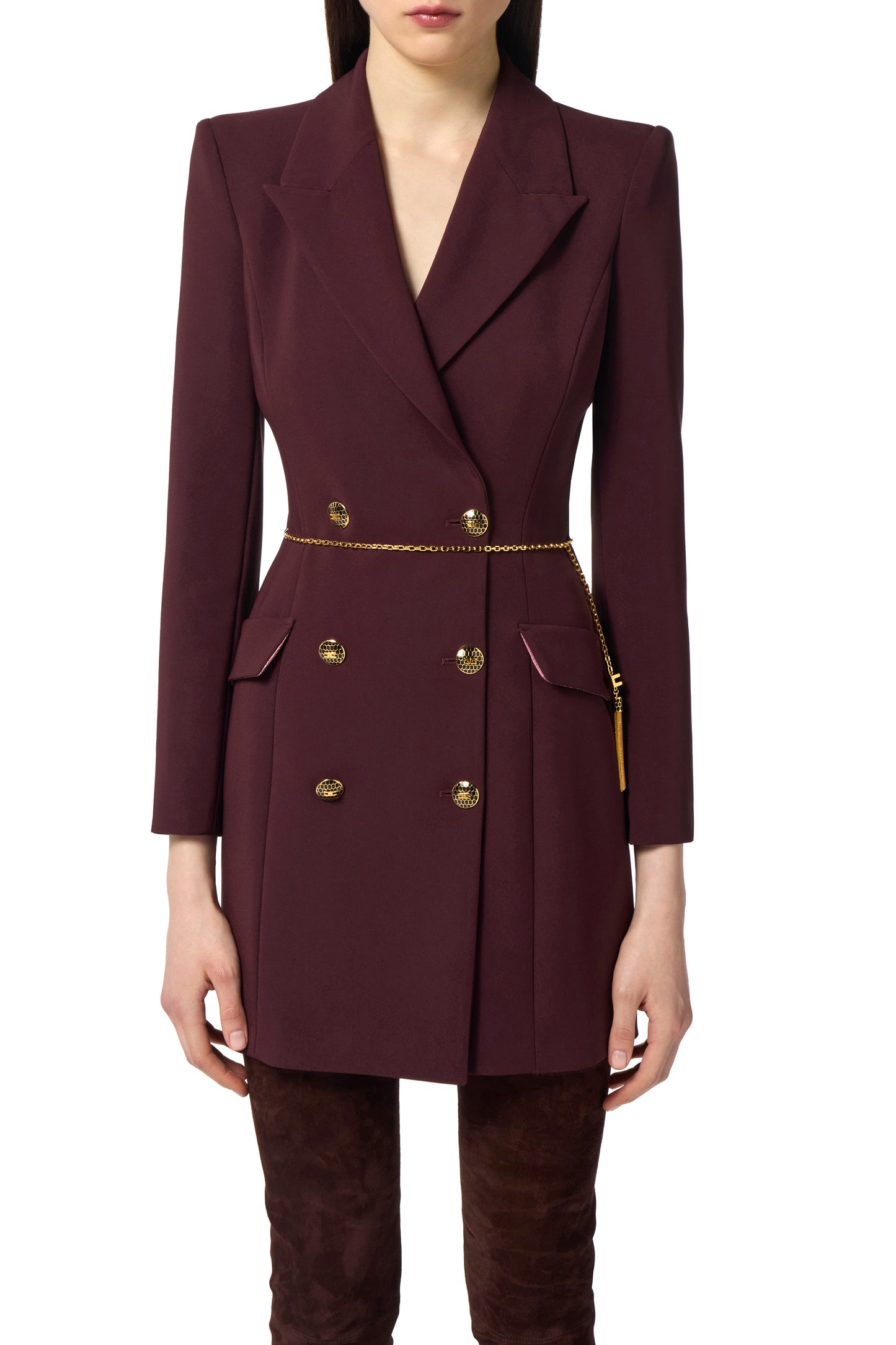 Dress in lightweight crêpe fabric with jewel chain