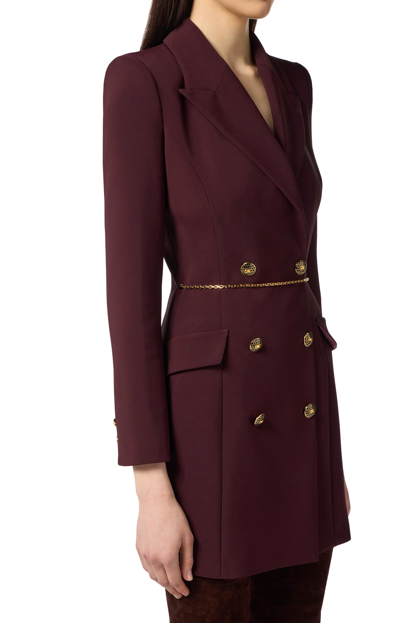 Dress in lightweight crêpe fabric with jewel chain