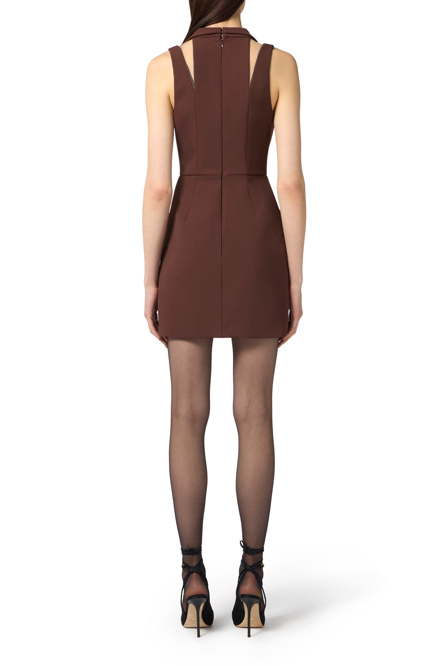 Mini dress in double layer crêpe fabric with jewel buttons