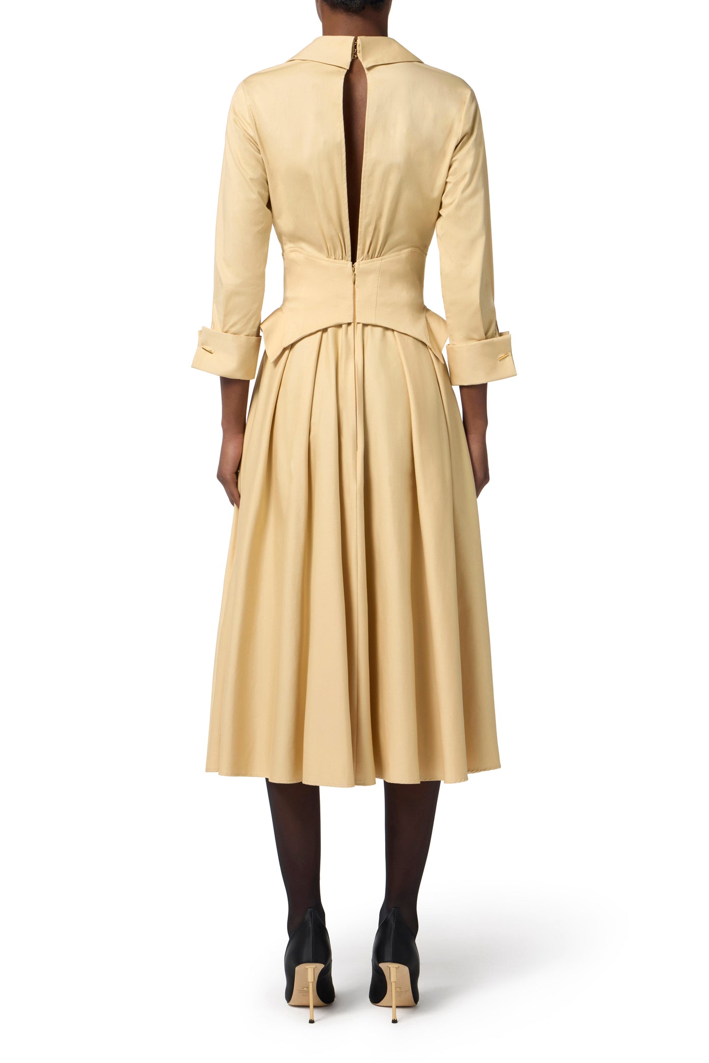 Stretch cotton dress with jewel clasps