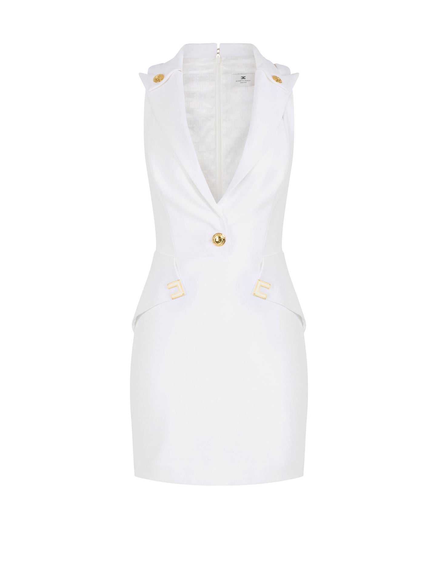 Mini dress in double layer stretch crêpe fabric with logo details