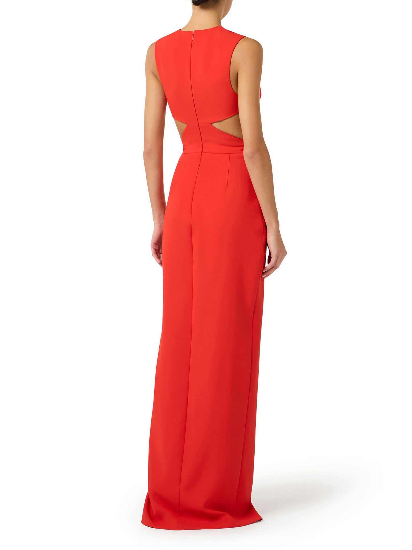 Red Carpet dress in lightweight crêpe fabric with cut-outs