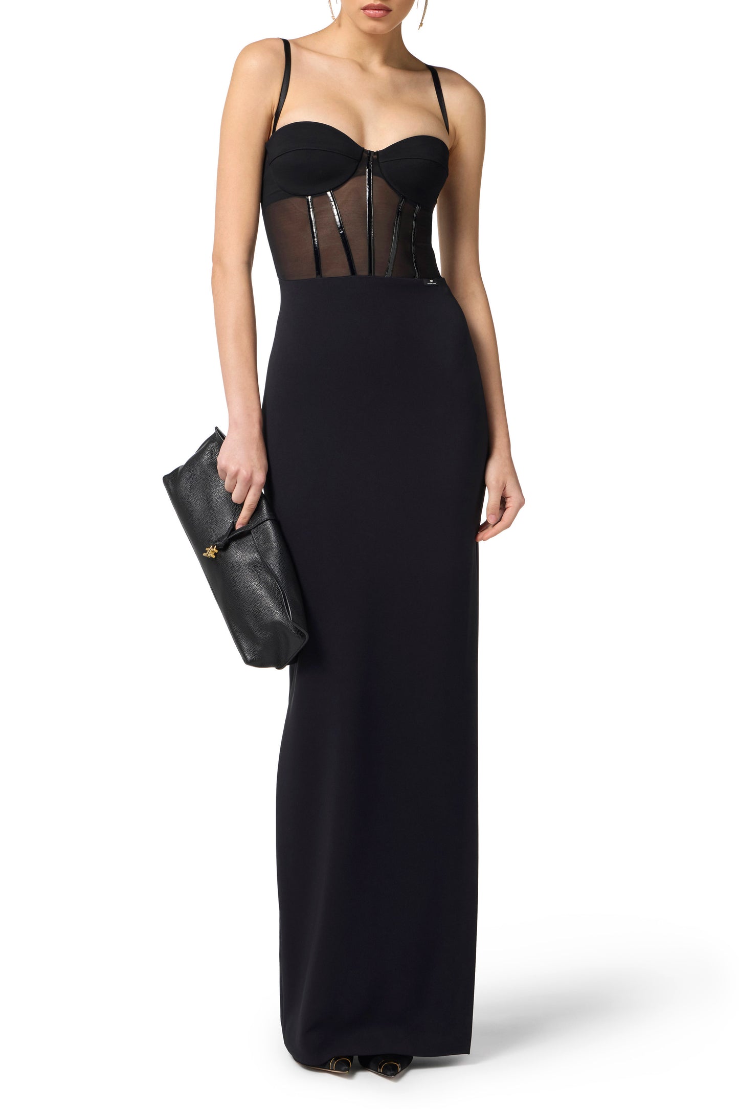 Red Carpet dress in lightweight crêpe and tulle fabrics