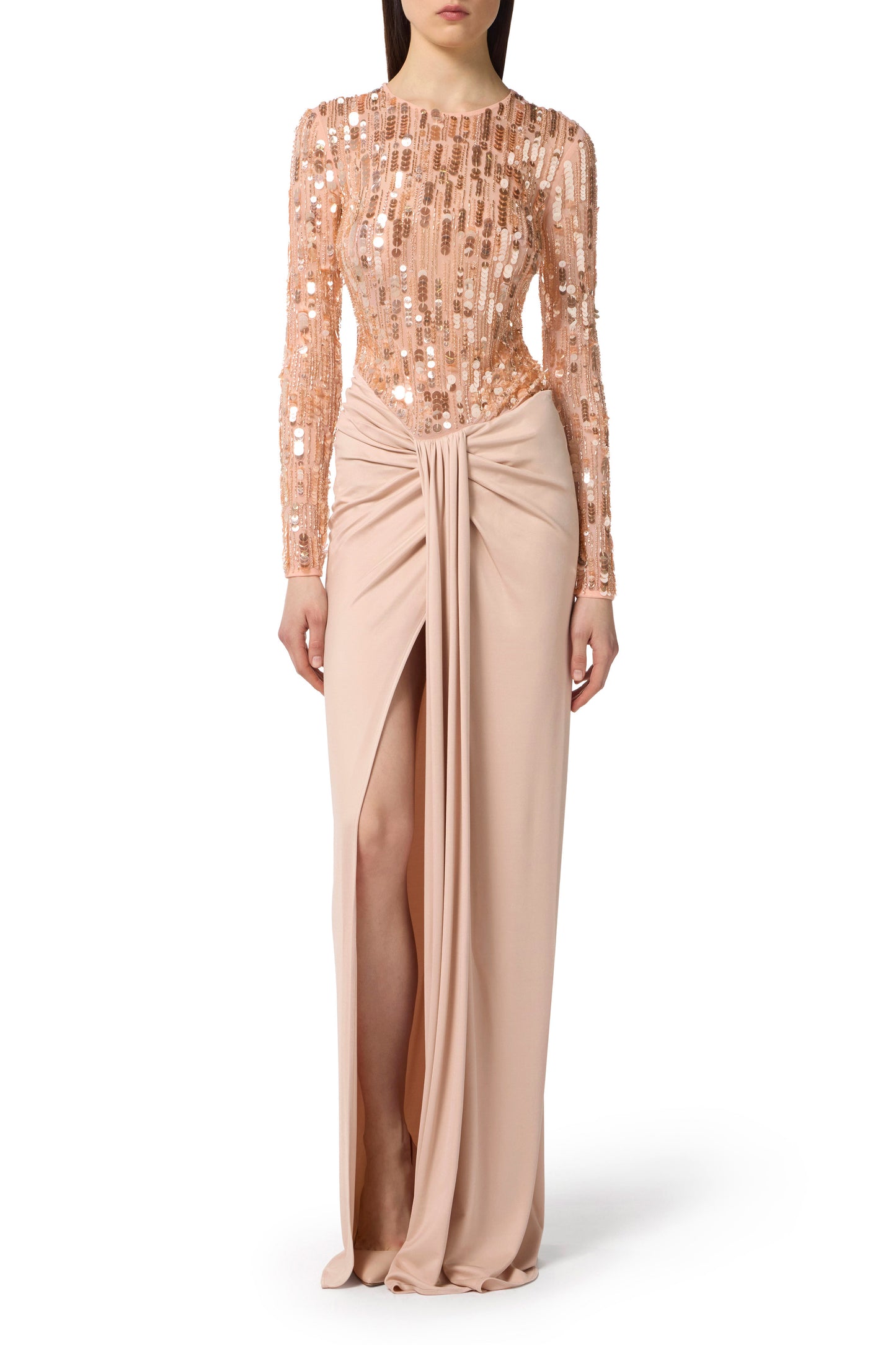 Red Carpet tulle and jersey dress with sequins