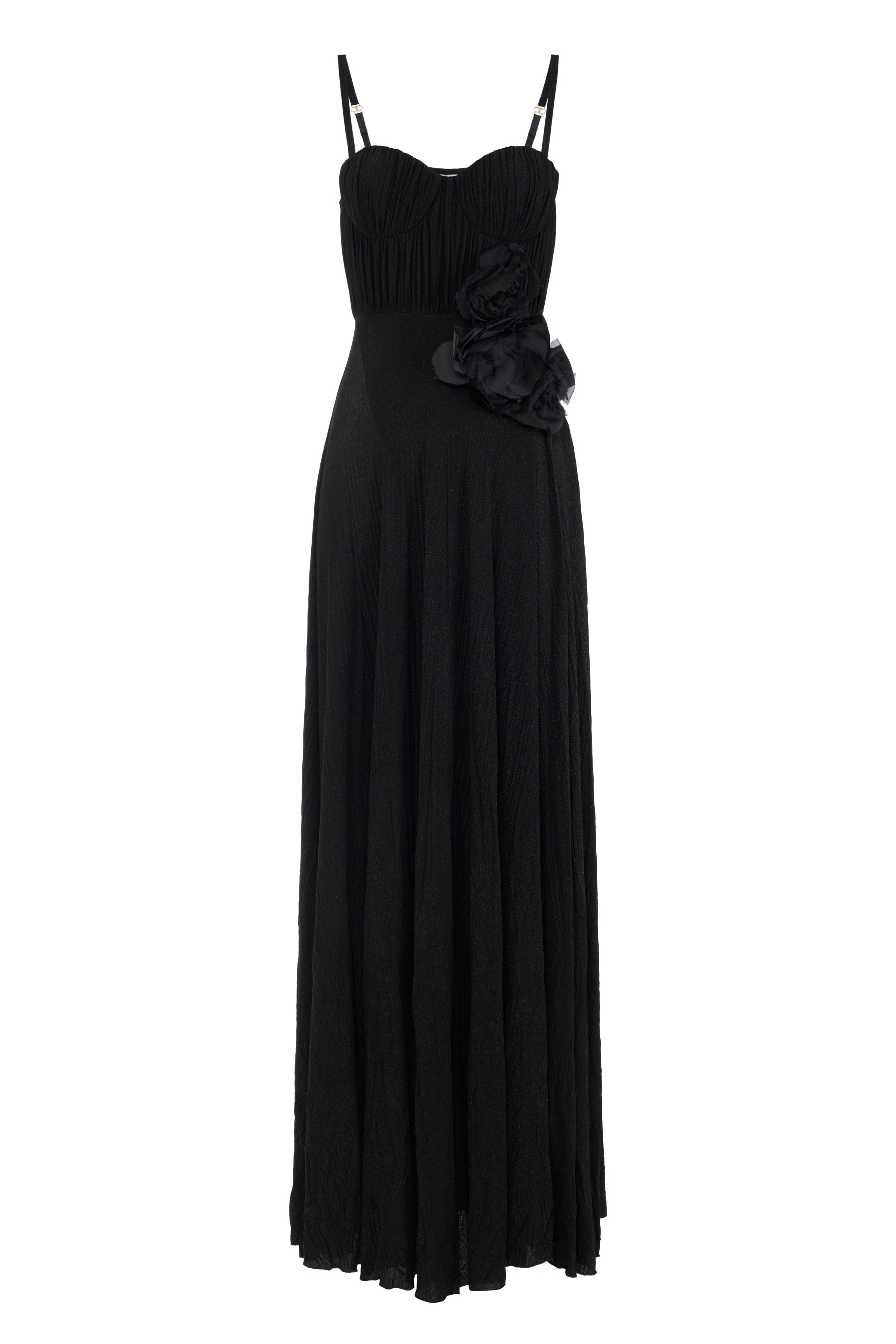 Red Carpet dress in lurex jersey with embroidered flower Meranesy Online Red Carpet dress in lurex jersey with embroidered flower Meranesy Online