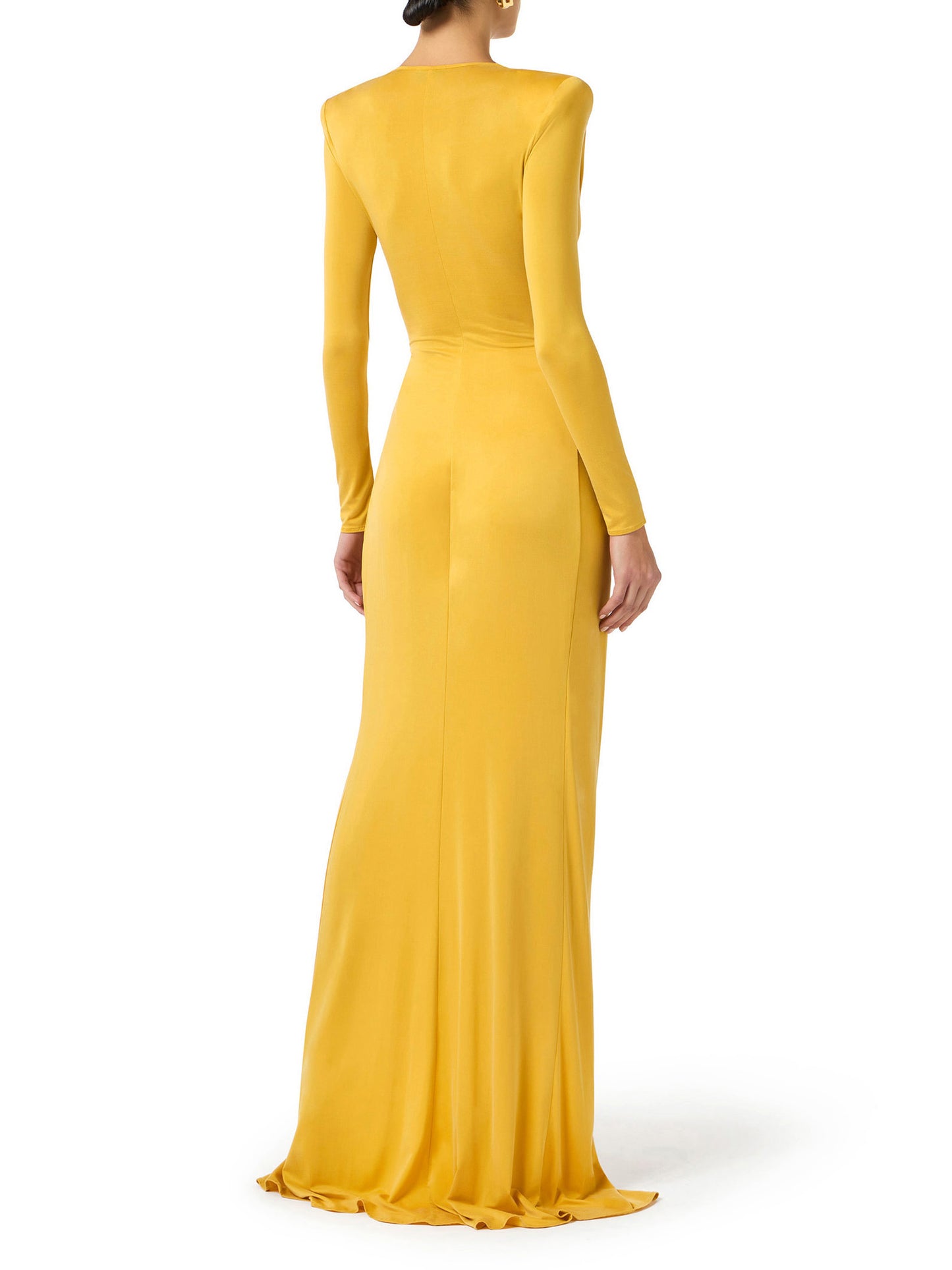 Red Carpet dress in cupro jersey fabric with jewel logo