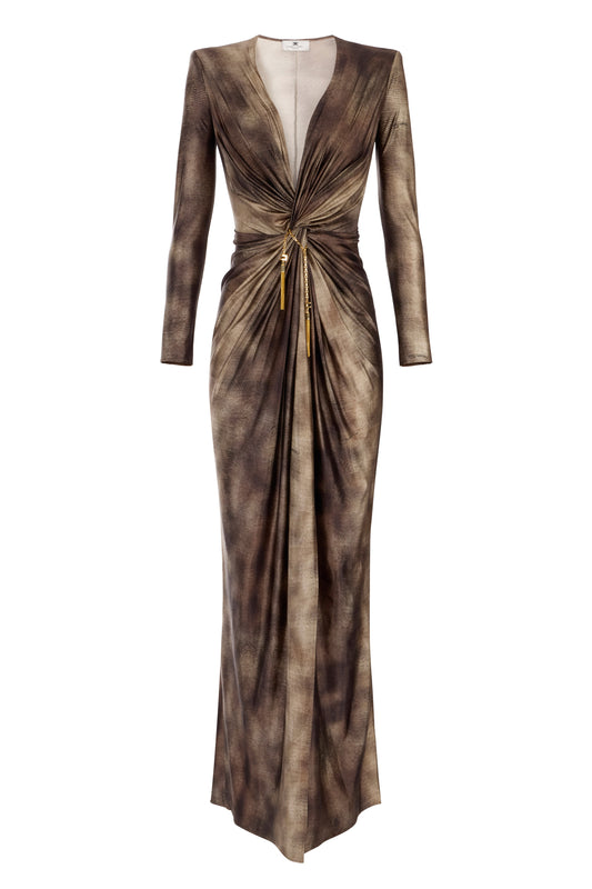 Red Carpet dress in Lycra fabric with python print