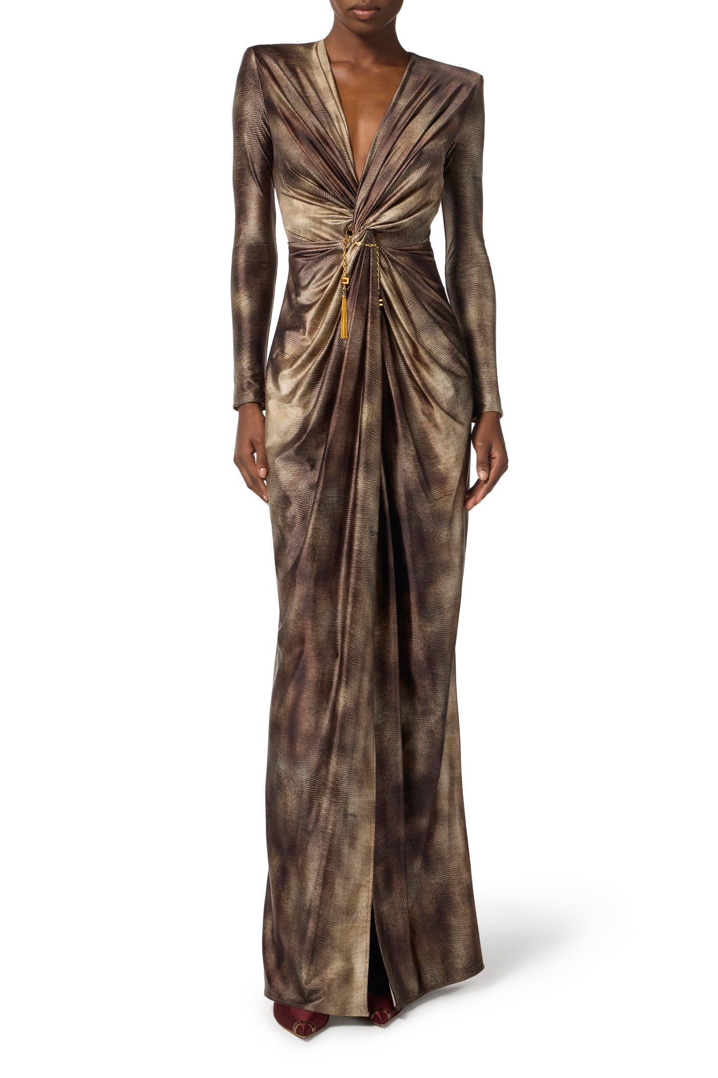 Red Carpet dress in Lycra fabric with python print