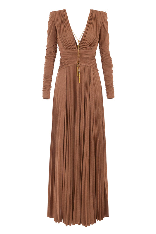 Red Carpet dress in lurex jersey with necklace