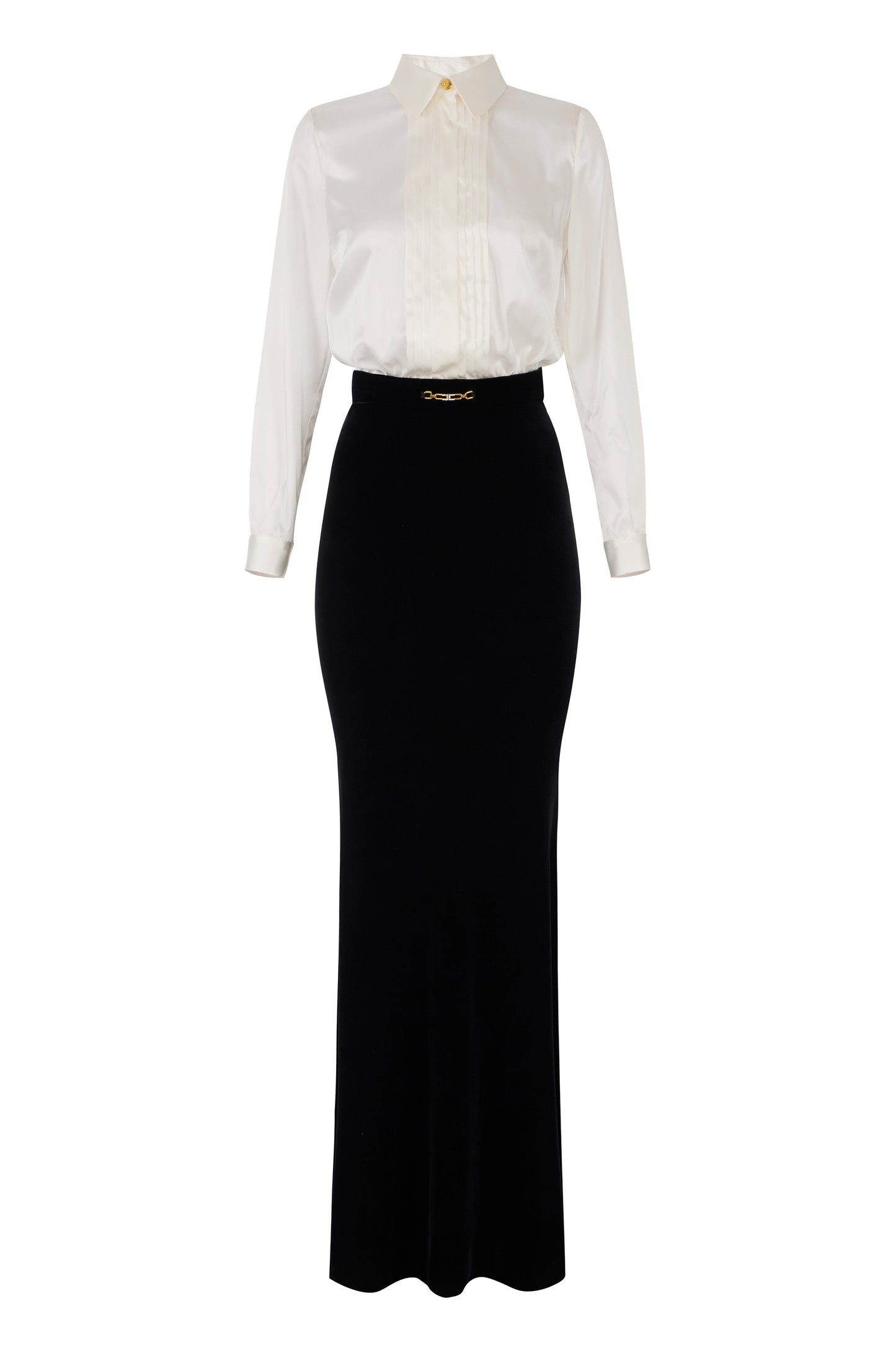 Red Carpet dress in satin and velvet fabric