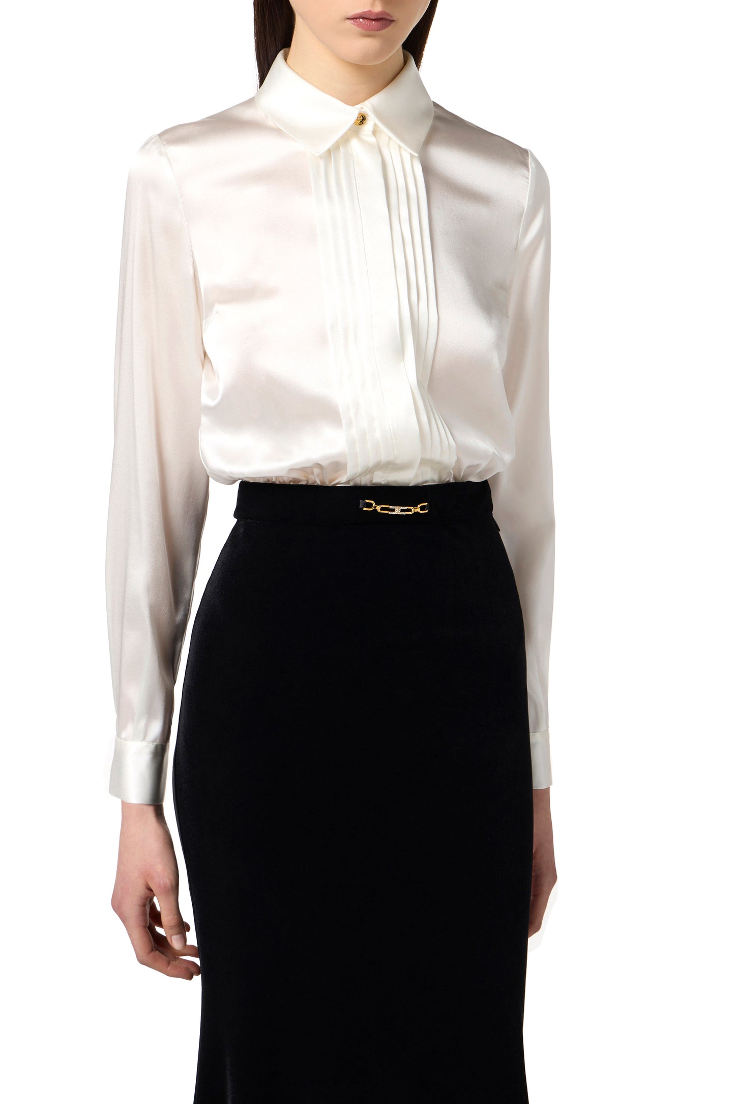 Red Carpet dress in satin and velvet fabric