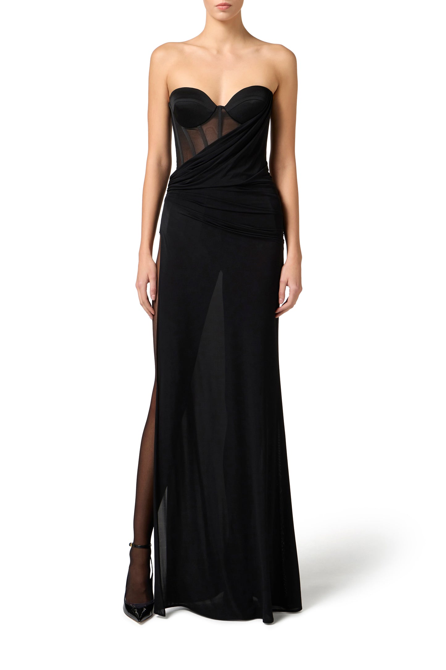 Red Carpet dress in organza and tulle fabric