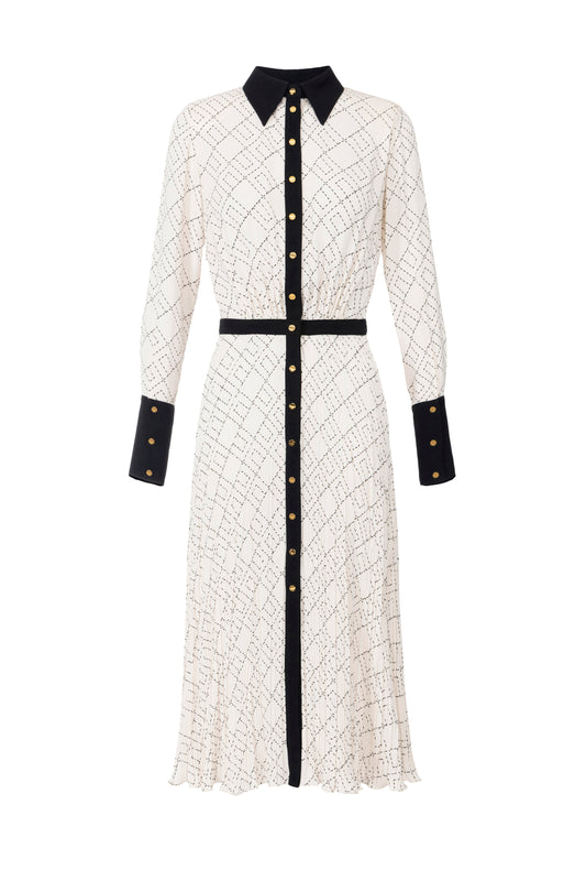 Two-colour dress in viscose georgette fabric