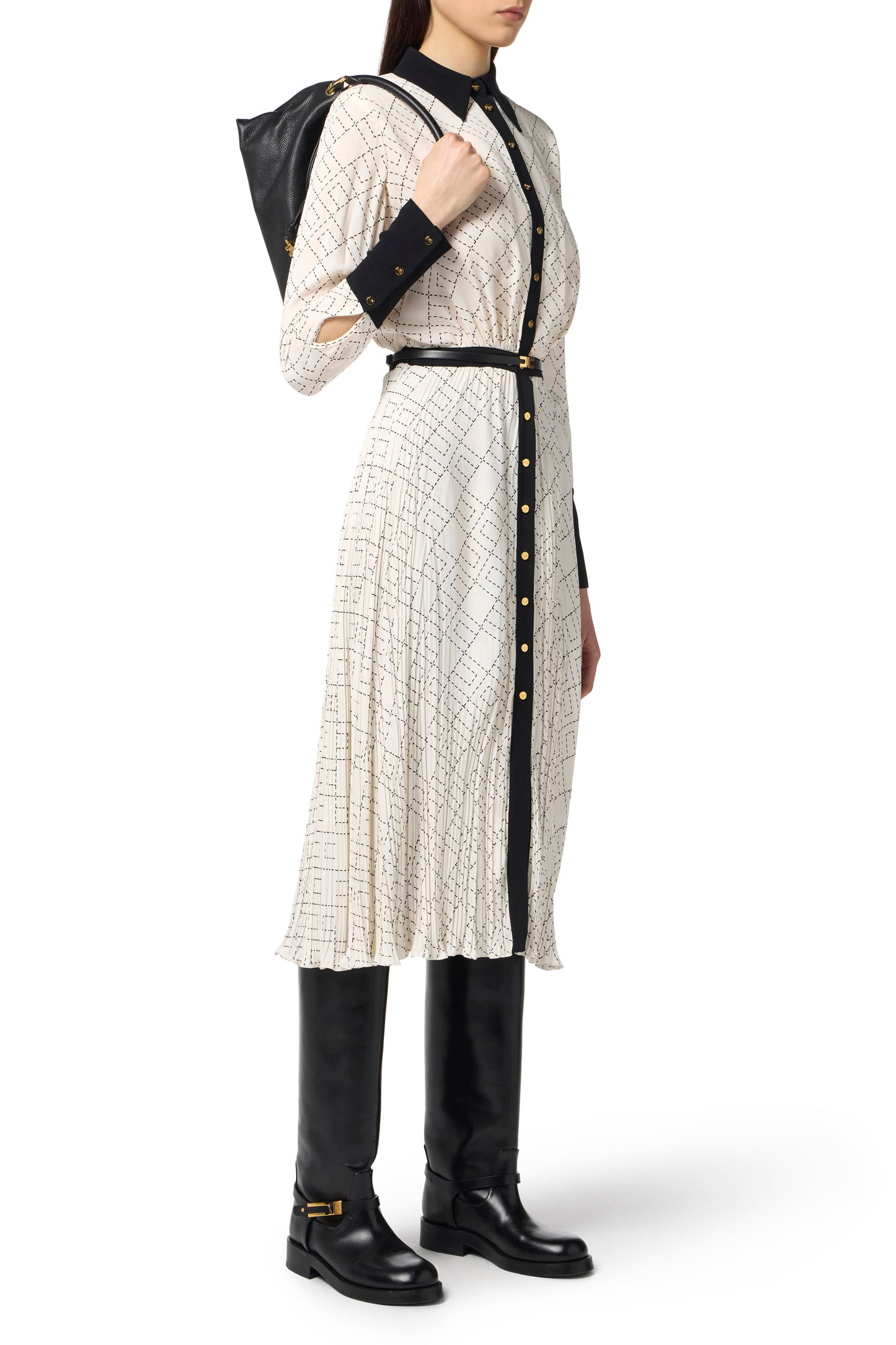 Two-colour dress in viscose georgette fabric