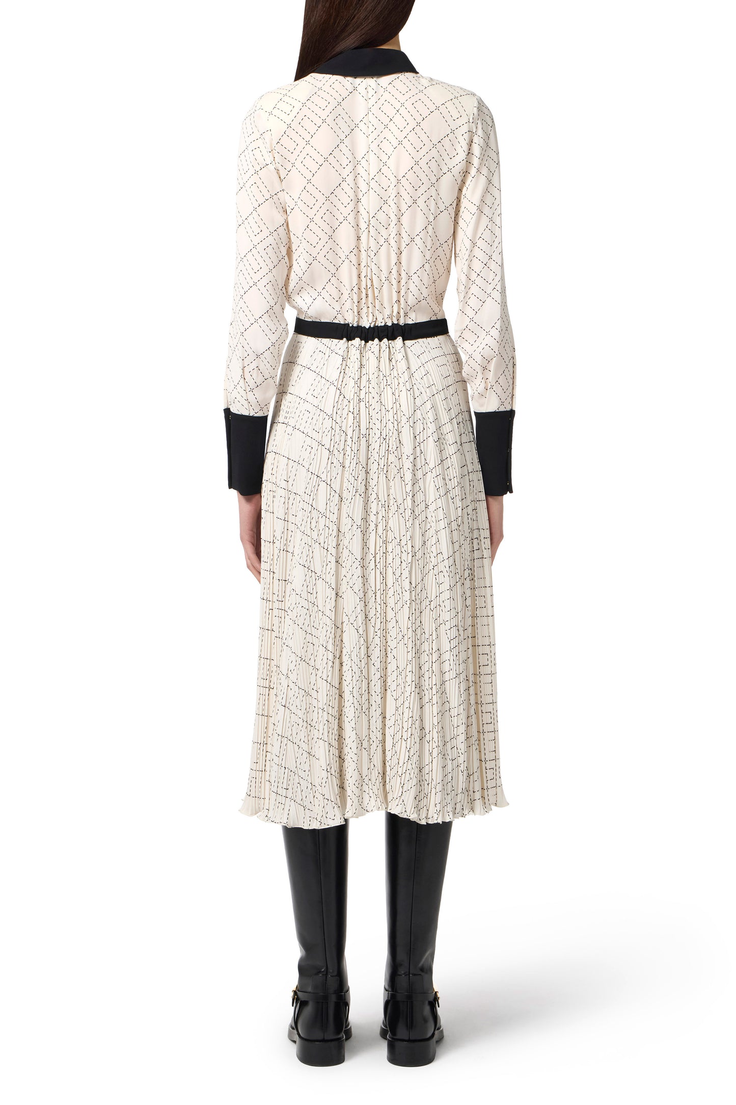 Two-colour dress in viscose georgette fabric