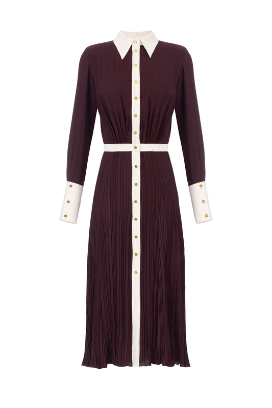 Colour-blocking dress in viscose georgette fabric