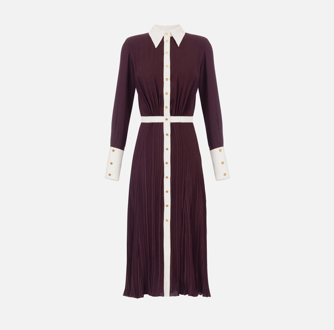 Colour-blocking dress in viscose georgette fabric