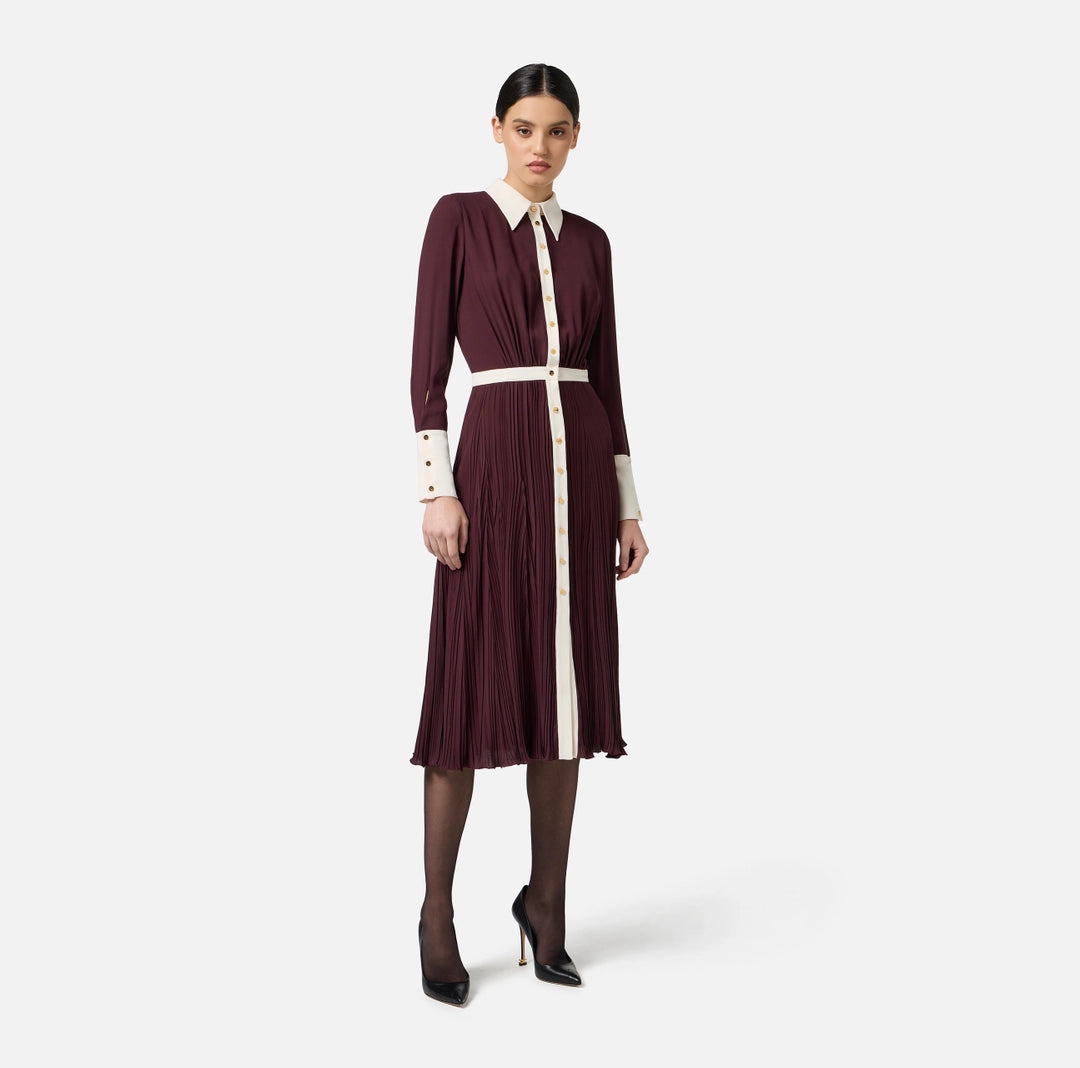 Colour-blocking dress in viscose georgette fabric