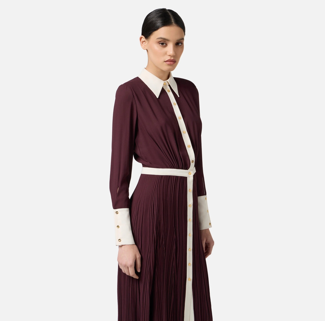 Colour-blocking dress in viscose georgette fabric