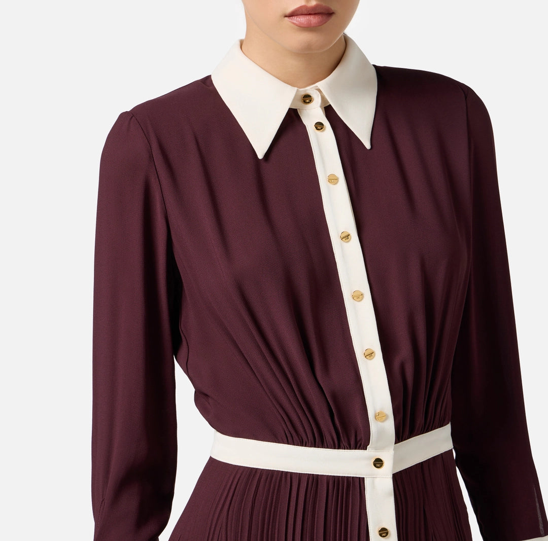 Colour-blocking dress in viscose georgette fabric